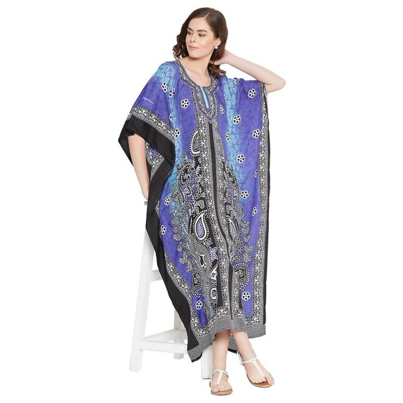 Gypsie Blu Women Floral Print Plus Size Kaftan Maxi Dress Night Gowns for Party - Picture 7 of 9